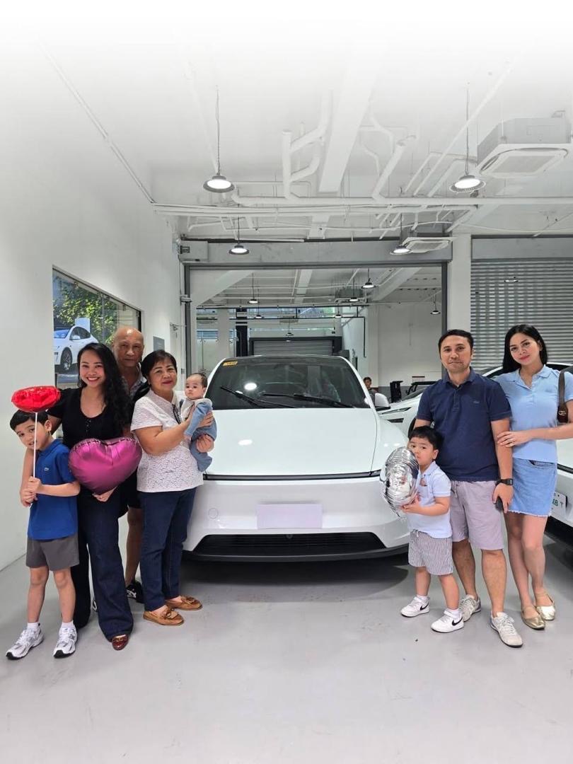 The Reyes Family with their Model Y