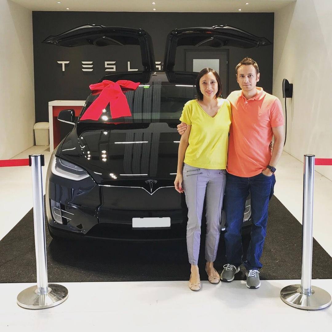 The Chen Family with their Model X